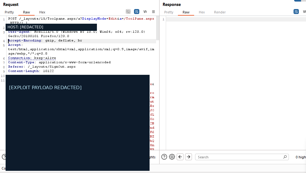 Second anonymized SharePoint connection reset response