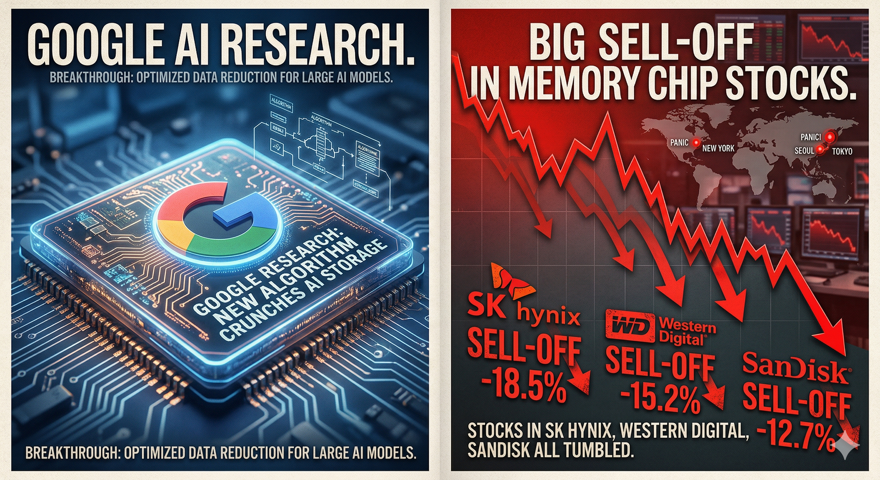 Google AI storage algorithm and memory chip stock selloff
