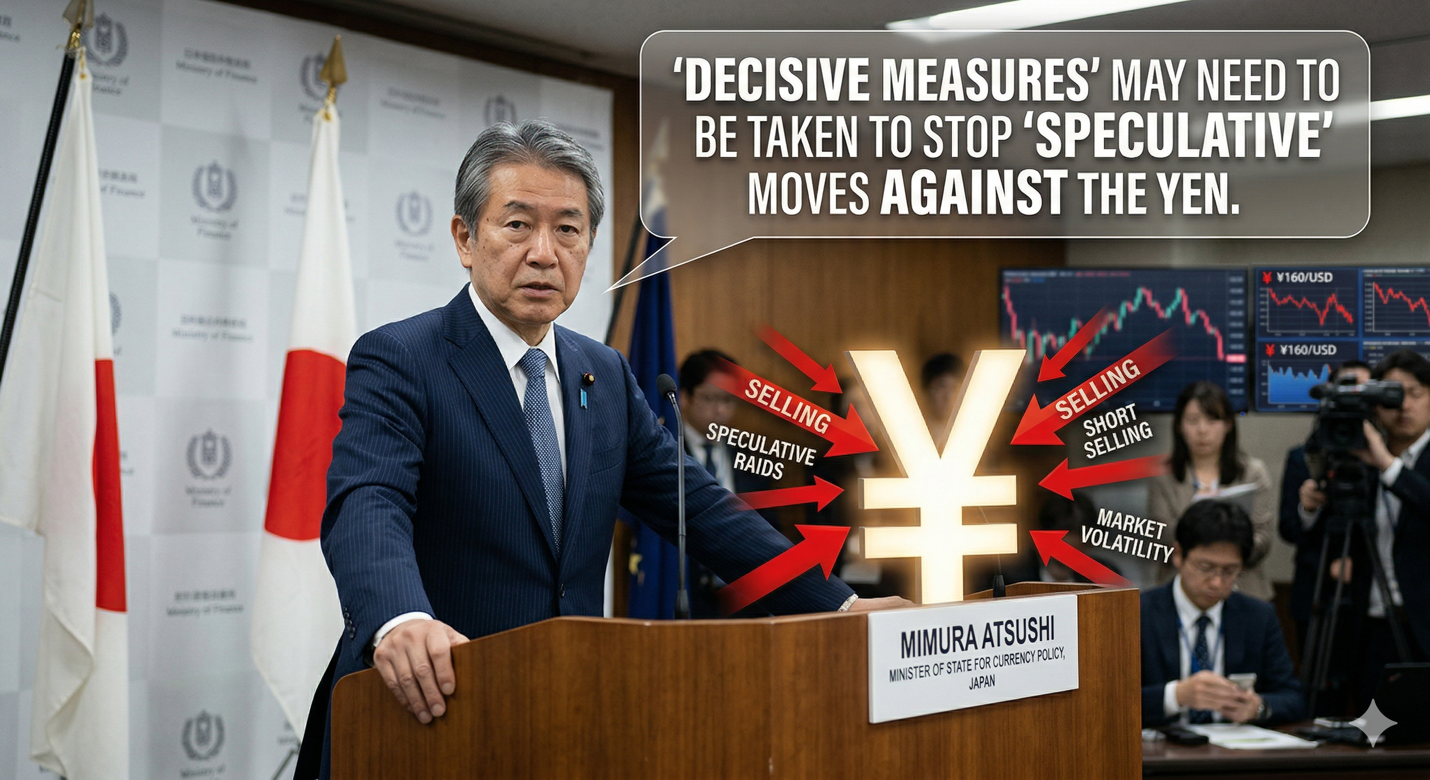 Japanese minister warning of decisive measures against yen speculation