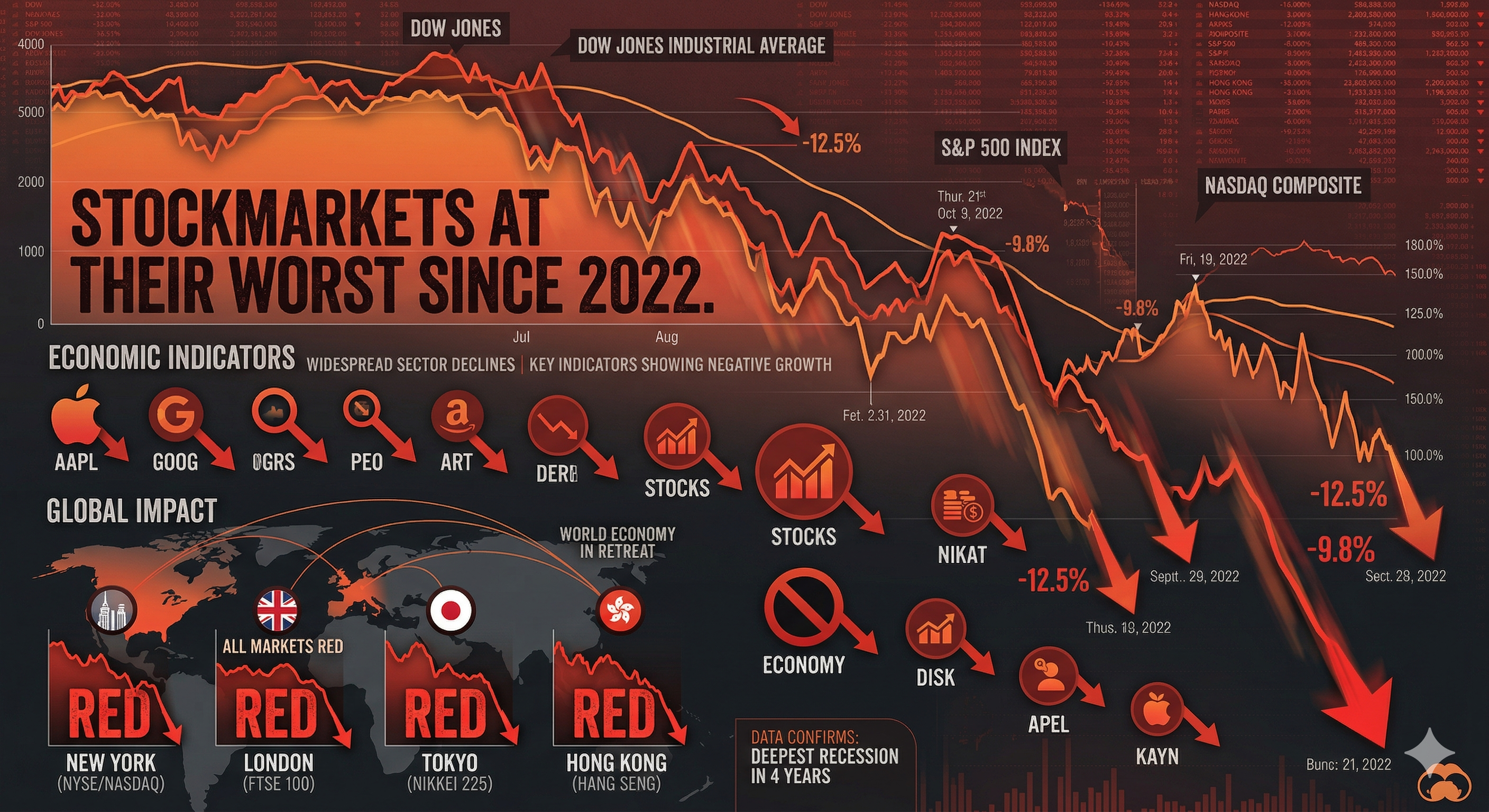 Global stock markets at their worst since 2022
